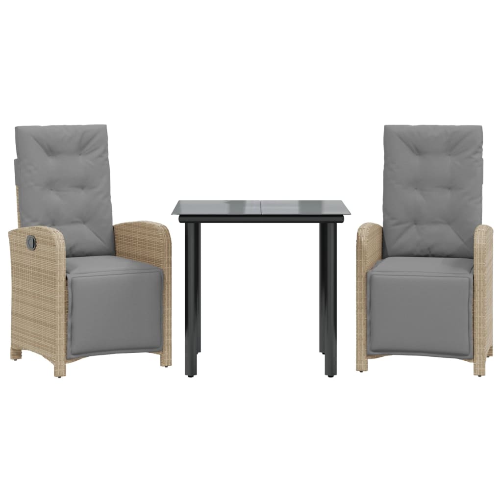 3-delige Bistroset met kussens poly rattan beige is nu te koop bij PeponiXL, paradijselijk wonen!