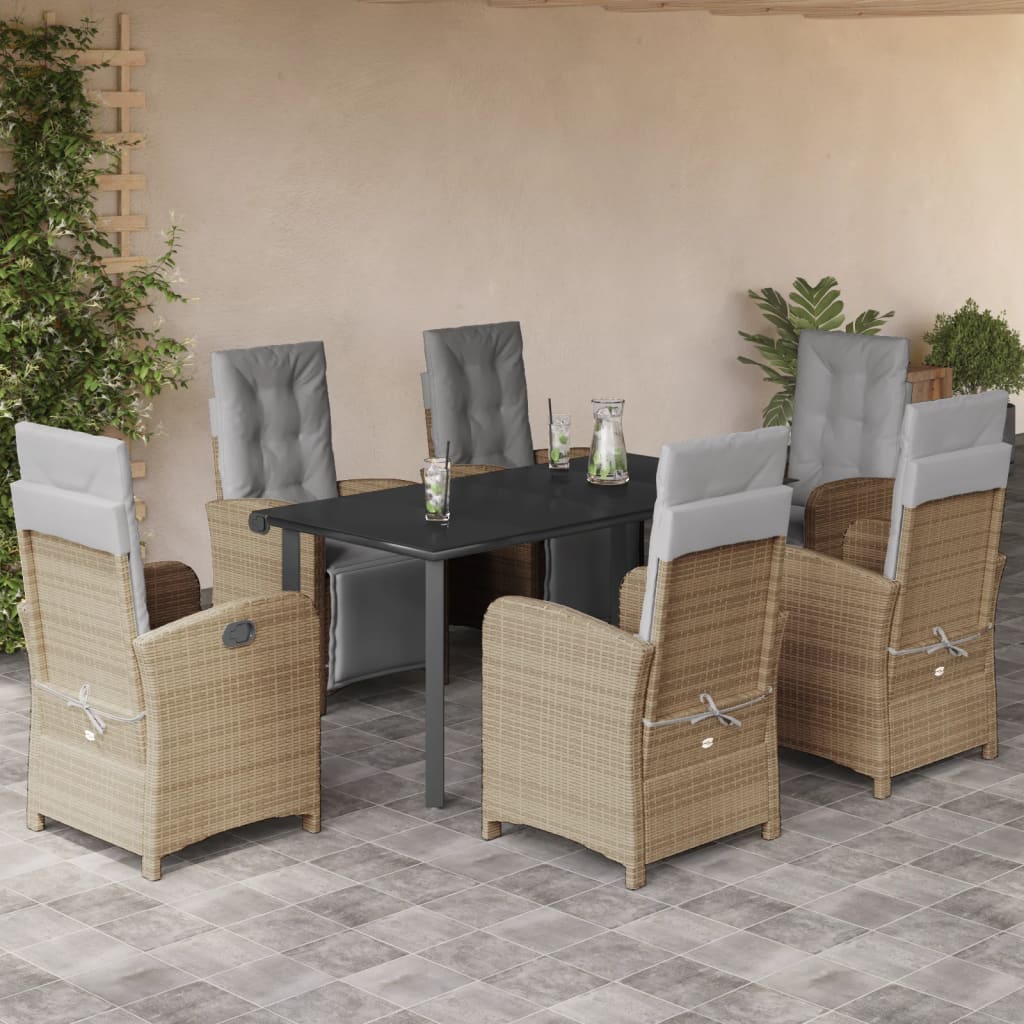 7-delige Tuinset met kussens poly rattan beige is nu te koop bij PeponiXL, paradijselijk wonen!
