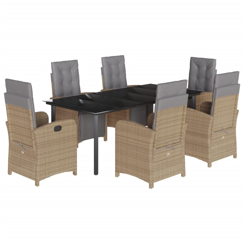 7-delige Tuinset met kussens poly rattan beige is nu te koop bij PeponiXL, paradijselijk wonen!