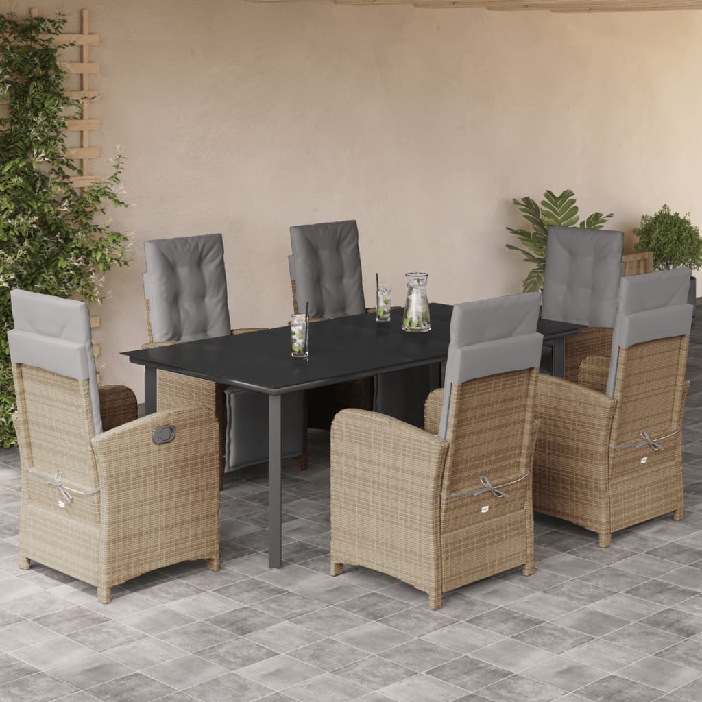 7-delige Tuinset met kussens poly rattan beige is nu te koop bij PeponiXL, paradijselijk wonen!