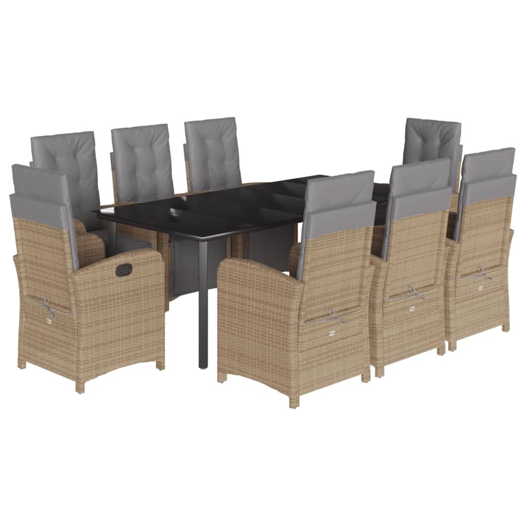 9-delige Tuinset met kussens poly rattan beige is nu te koop bij PeponiXL, paradijselijk wonen!