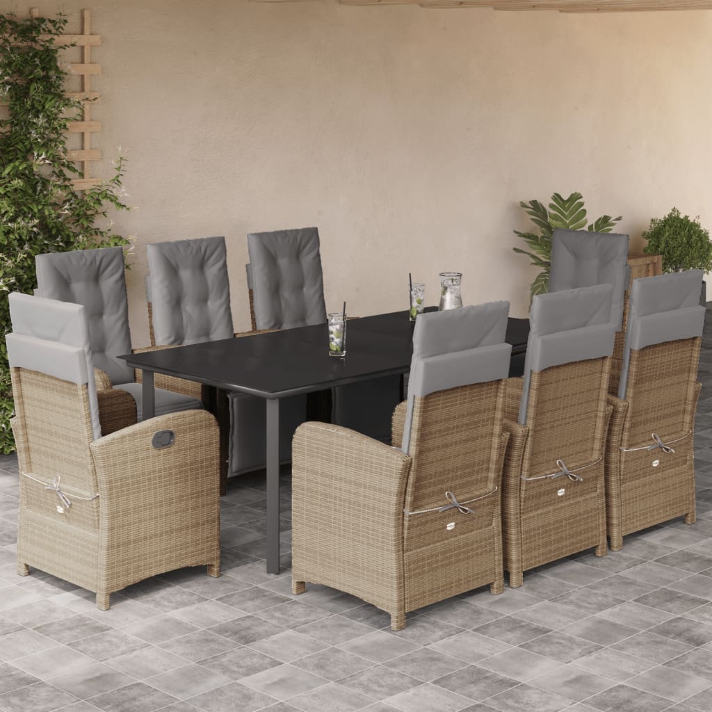 9-delige Tuinset met kussens poly rattan beige is nu te koop bij PeponiXL, paradijselijk wonen!