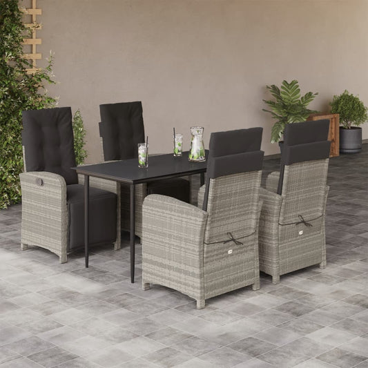 5-delige Tuinset met kussens poly rattan lichtgrijs is nu te koop bij PeponiXL, paradijselijk wonen!