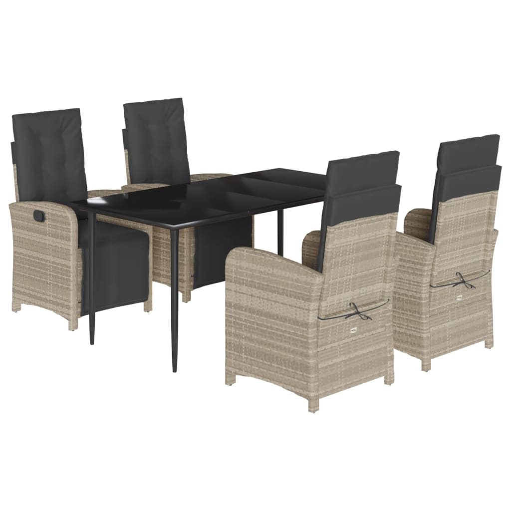 5-delige Tuinset met kussens poly rattan lichtgrijs is nu te koop bij PeponiXL, paradijselijk wonen!