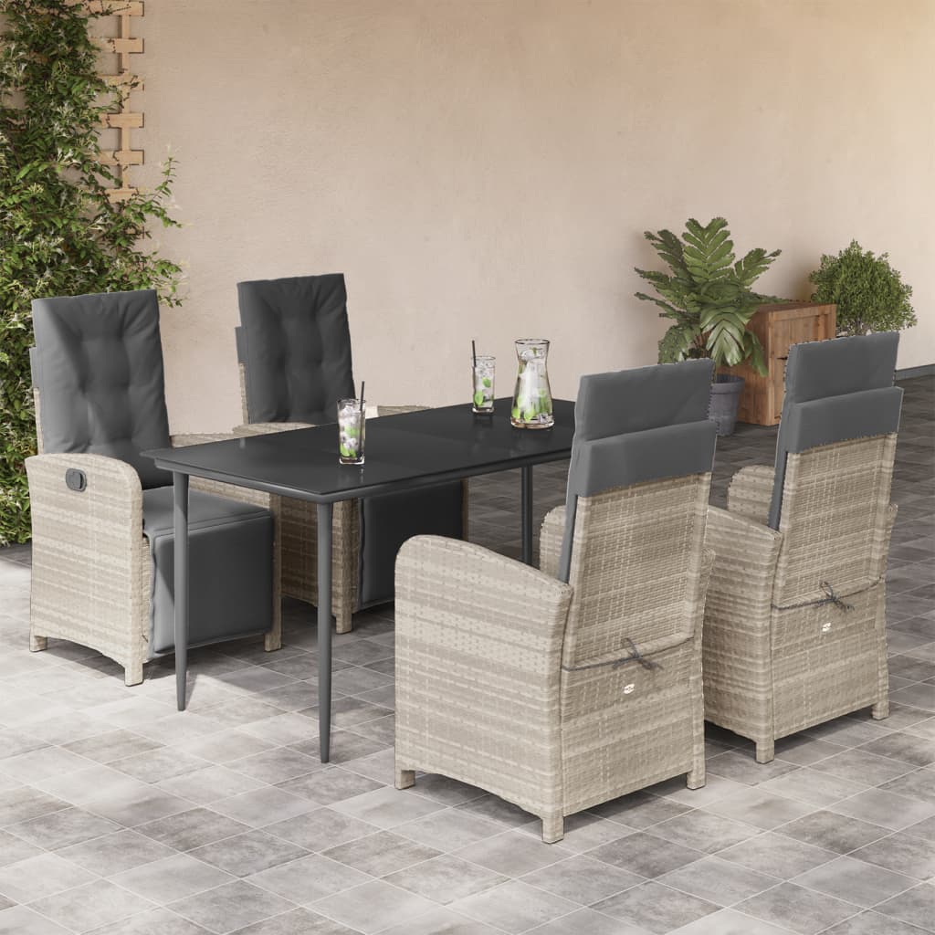 5-delige Tuinset met kussens poly rattan lichtgrijs is nu te koop bij PeponiXL, paradijselijk wonen!