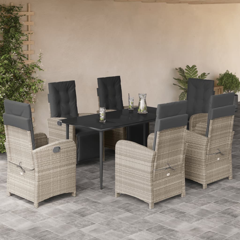 7-delige Tuinset met kussens poly rattan grijs is nu te koop bij PeponiXL, paradijselijk wonen!