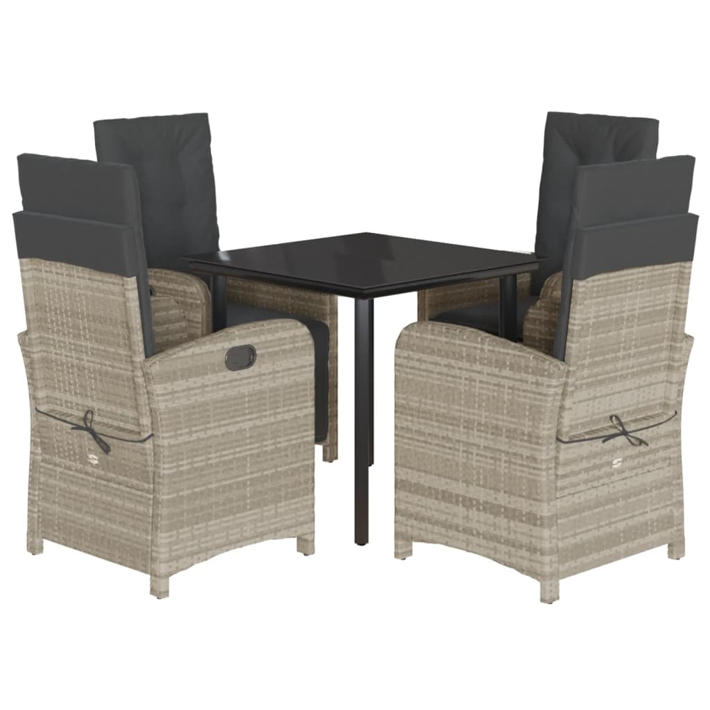 5-delige Tuinset met kussens poly rattan lichtgrijs is nu te koop bij PeponiXL, paradijselijk wonen!