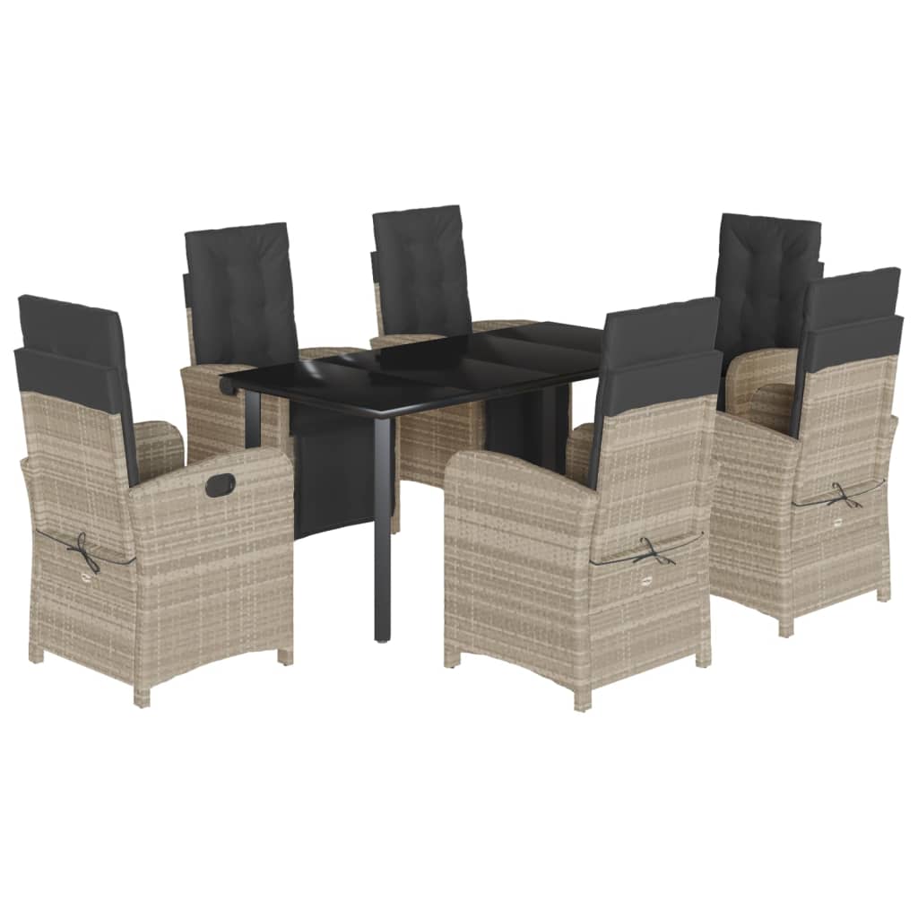 7-delige Tuinset met kussens poly rattan grijs is nu te koop bij PeponiXL, paradijselijk wonen!