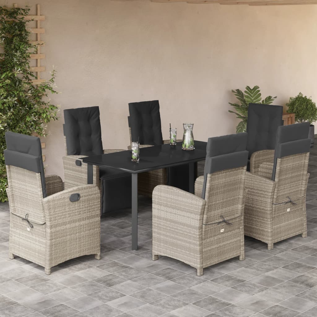 7-delige Tuinset met kussens poly rattan grijs is nu te koop bij PeponiXL, paradijselijk wonen!