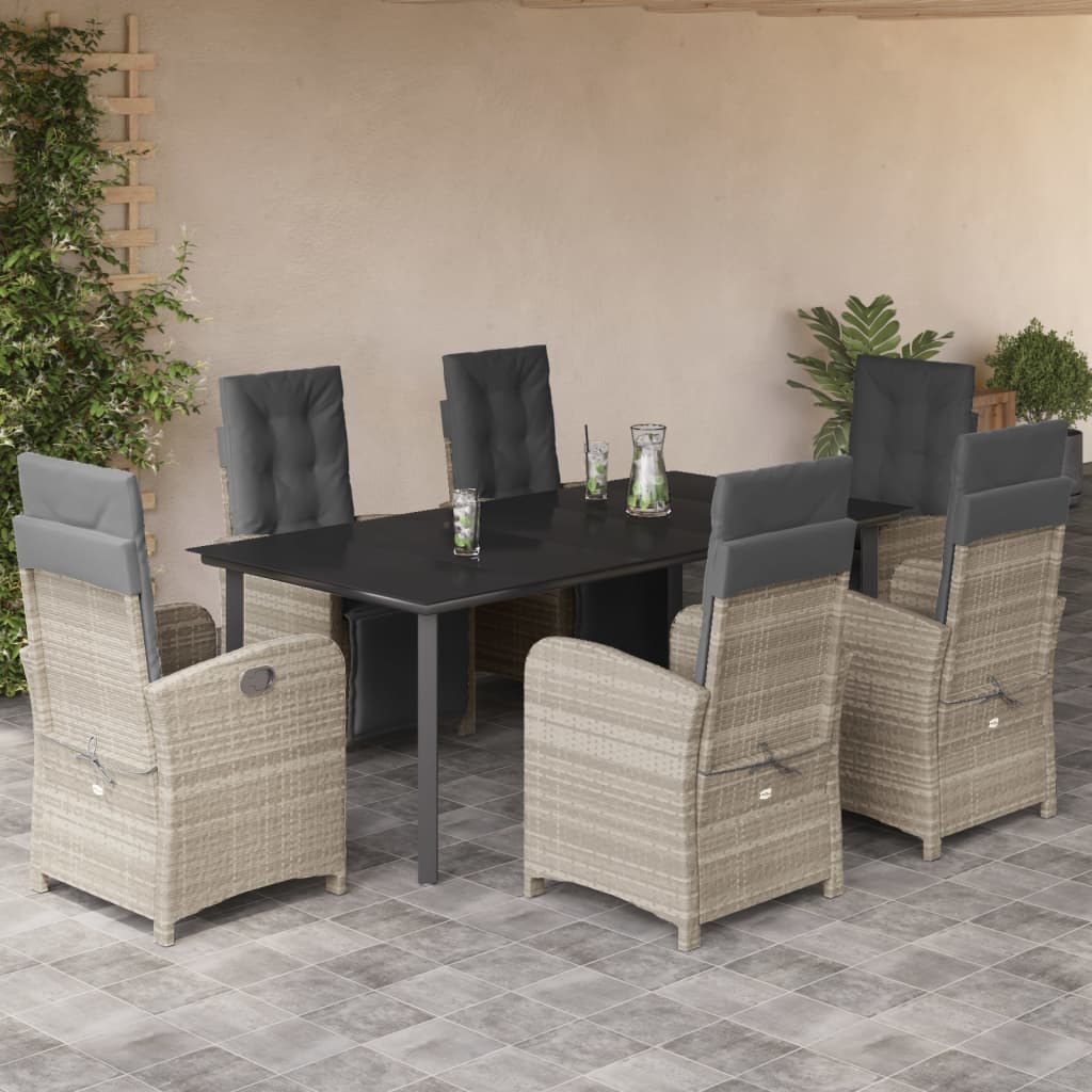 7-delige Tuinset met kussens poly rattan grijs is nu te koop bij PeponiXL, paradijselijk wonen!
