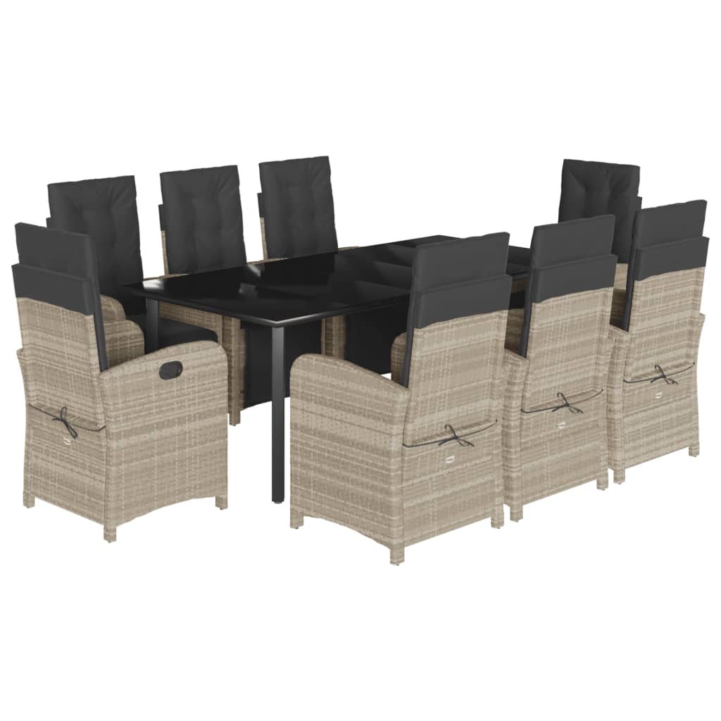 9-delige Tuinset met kussens poly rattan lichtgrijs is nu te koop bij PeponiXL, paradijselijk wonen!