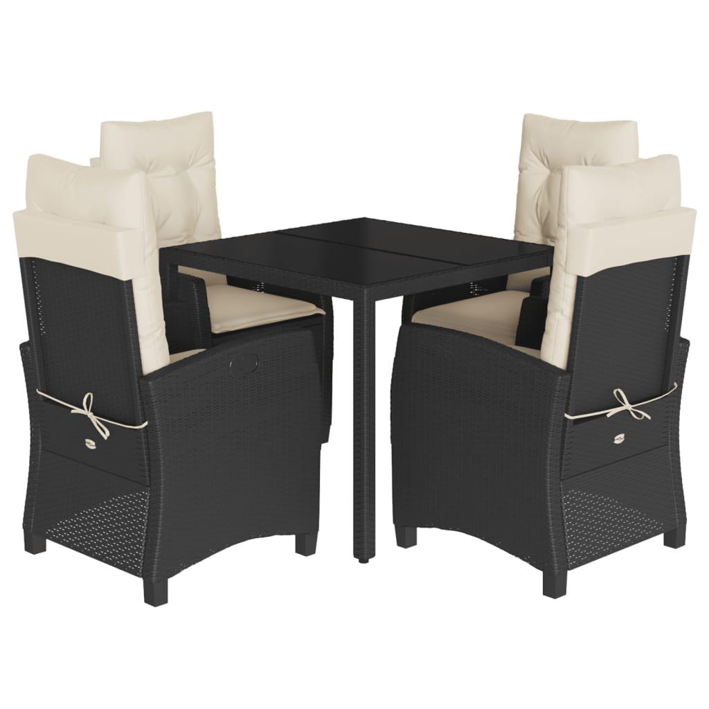 5-delige Tuinset met kussens poly rattan zwart is nu te koop bij PeponiXL, paradijselijk wonen!