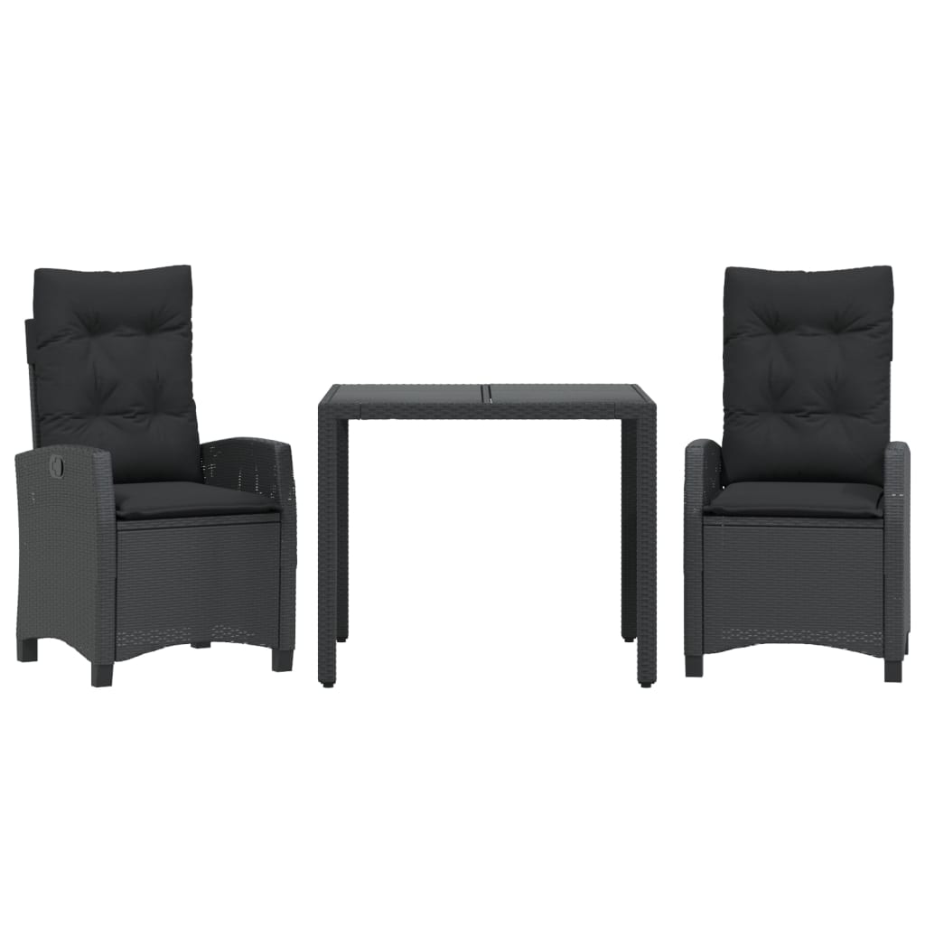 3-delige Tuinset met kussens poly rattan zwart is nu te koop bij PeponiXL, paradijselijk wonen!