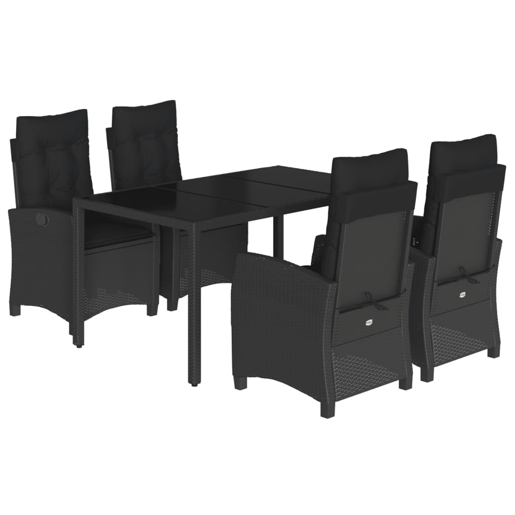 5-delige Tuinset met kussens poly rattan zwart is nu te koop bij PeponiXL, paradijselijk wonen!