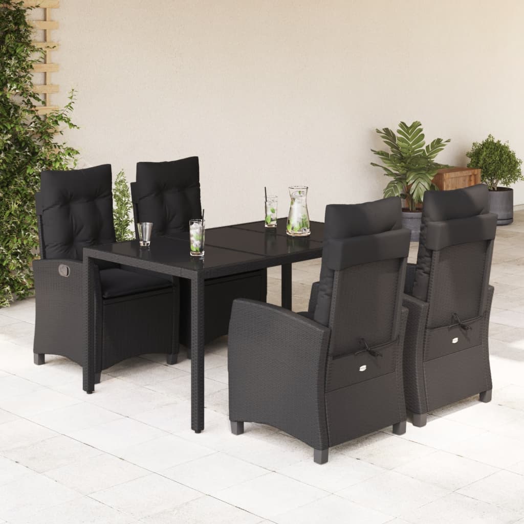 5-delige Tuinset met kussens poly rattan zwart is nu te koop bij PeponiXL, paradijselijk wonen!