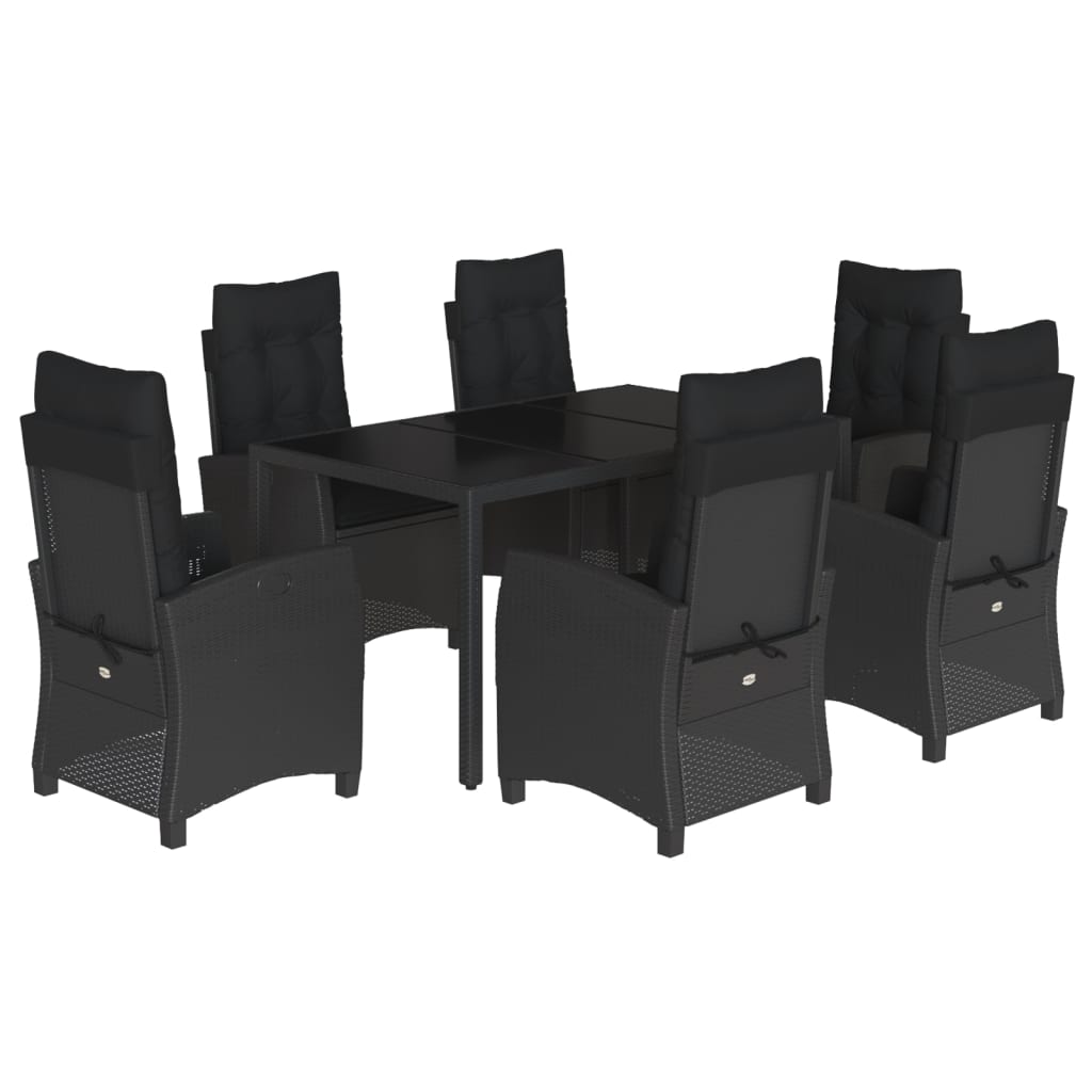 7-delige Tuinset met kussens poly rattan zwart is nu te koop bij PeponiXL, paradijselijk wonen!