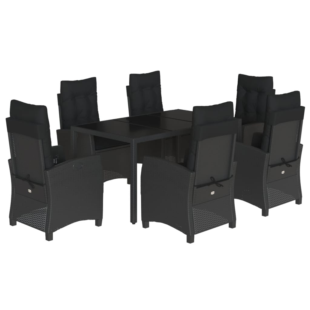 7-delige Tuinset met kussens poly rattan zwart is nu te koop bij PeponiXL, paradijselijk wonen!