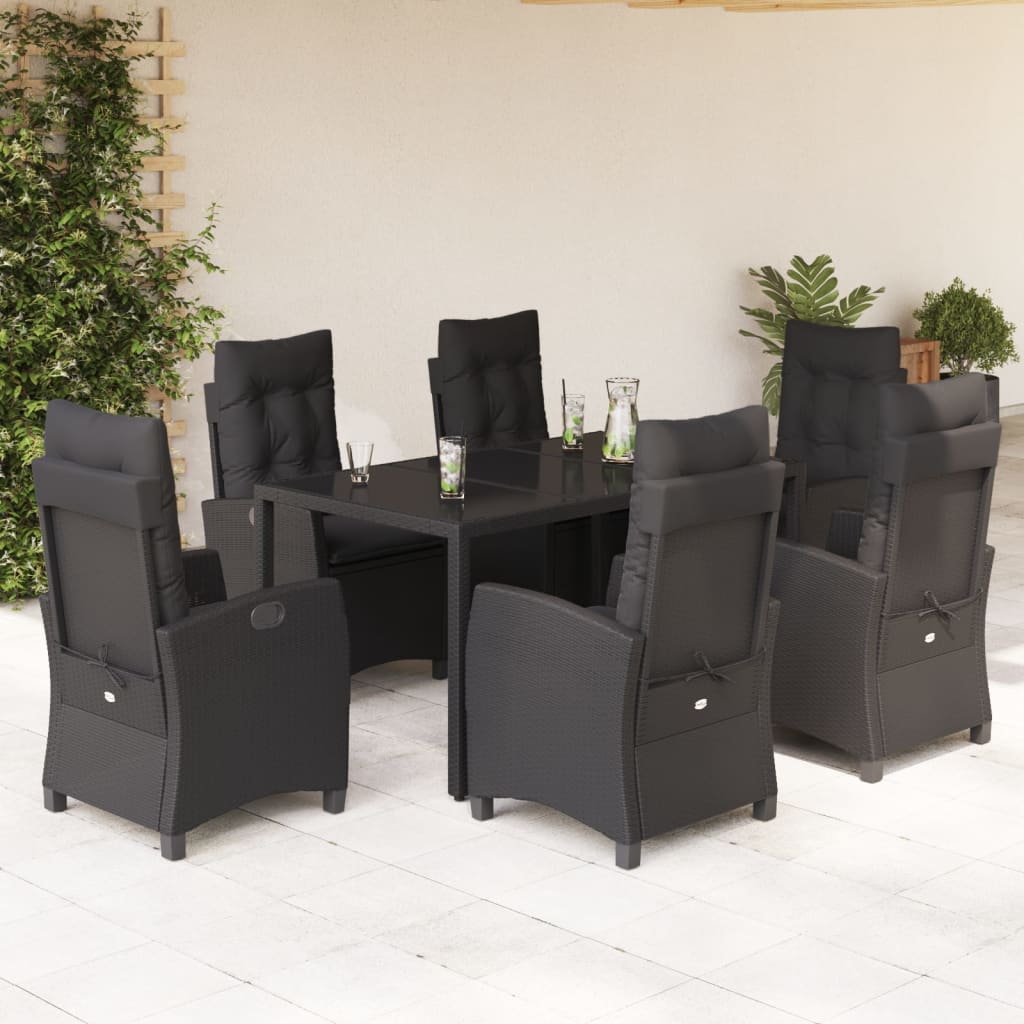 7-delige Tuinset met kussens poly rattan zwart is nu te koop bij PeponiXL, paradijselijk wonen!