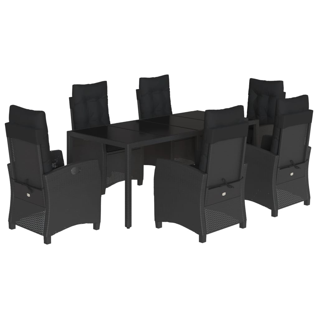 7-delige Tuinset met kussens poly rattan zwart is nu te koop bij PeponiXL, paradijselijk wonen!