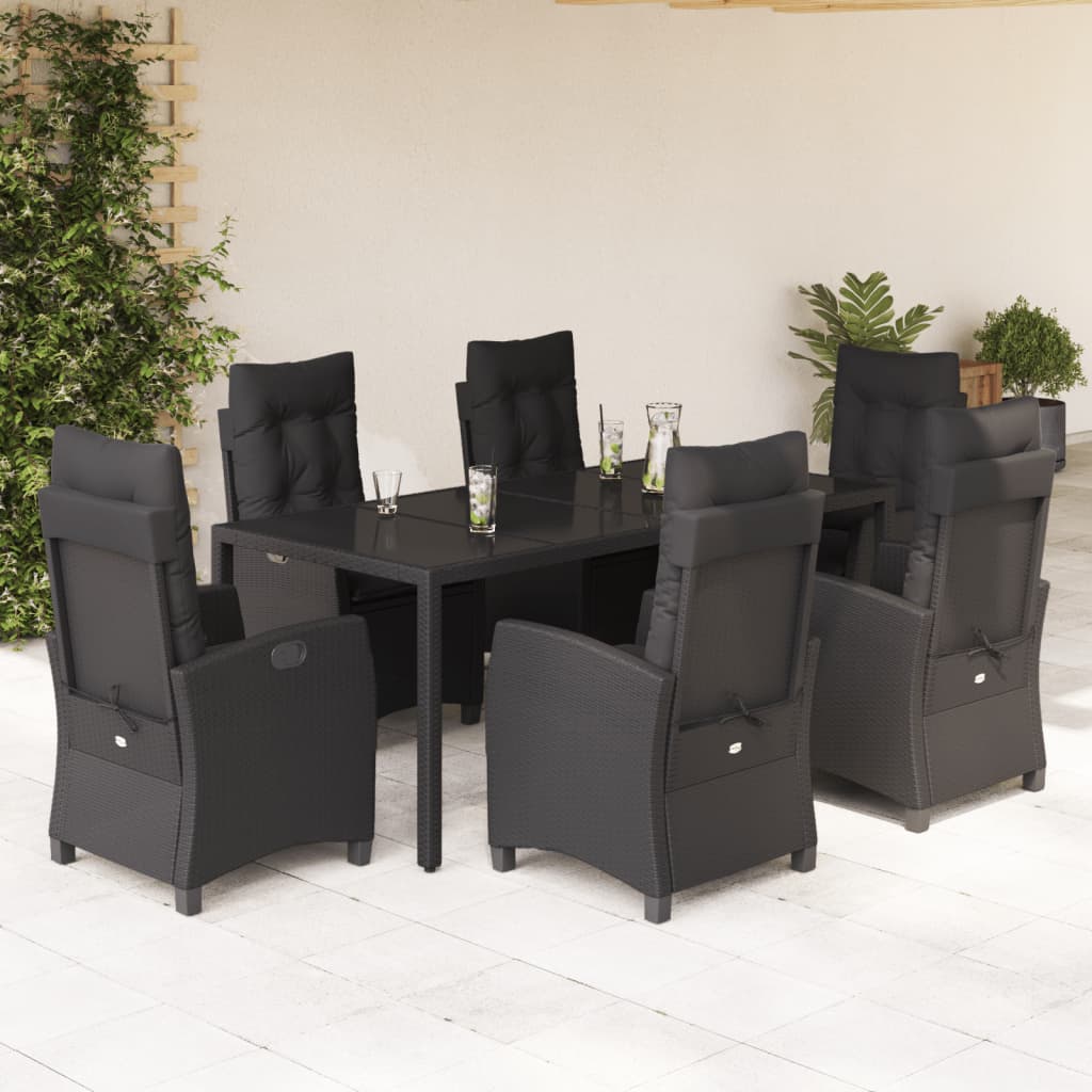 7-delige Tuinset met kussens poly rattan zwart is nu te koop bij PeponiXL, paradijselijk wonen!