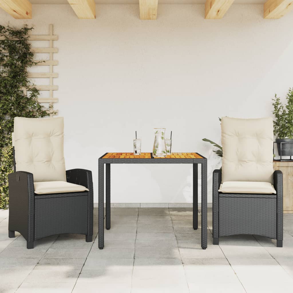 3-delige Tuinset met kussens poly rattan zwart is nu te koop bij PeponiXL, paradijselijk wonen!