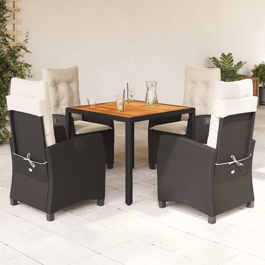5-delige Tuinset met kussens poly rattan zwart is nu te koop bij PeponiXL, paradijselijk wonen!