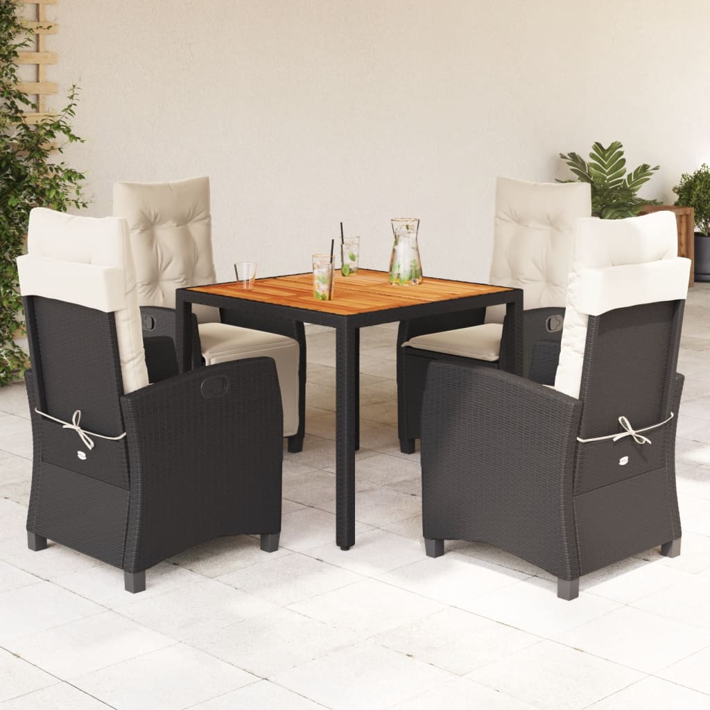 5-delige Tuinset met kussens poly rattan zwart is nu te koop bij PeponiXL, paradijselijk wonen!