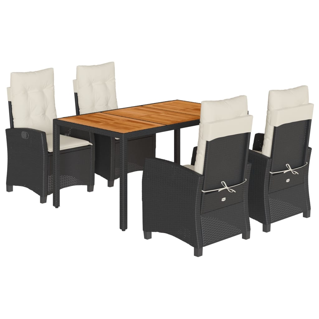 5-delige Tuinset met kussens poly rattan zwart is nu te koop bij PeponiXL, paradijselijk wonen!