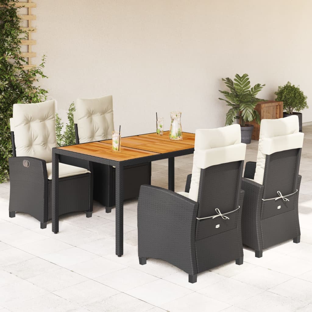 5-delige Tuinset met kussens poly rattan zwart is nu te koop bij PeponiXL, paradijselijk wonen!