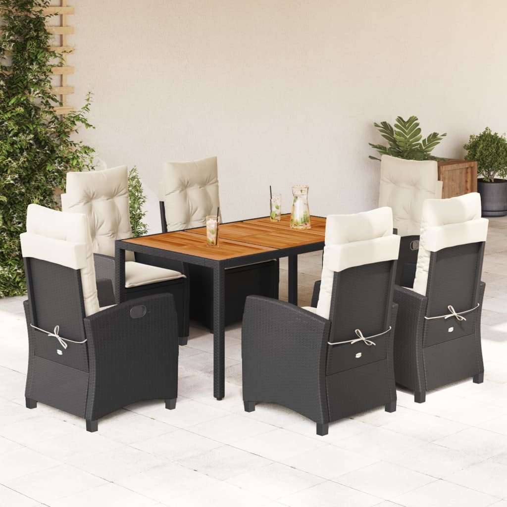 7-delige Tuinset met kussens poly rattan zwart is nu te koop bij PeponiXL, paradijselijk wonen!