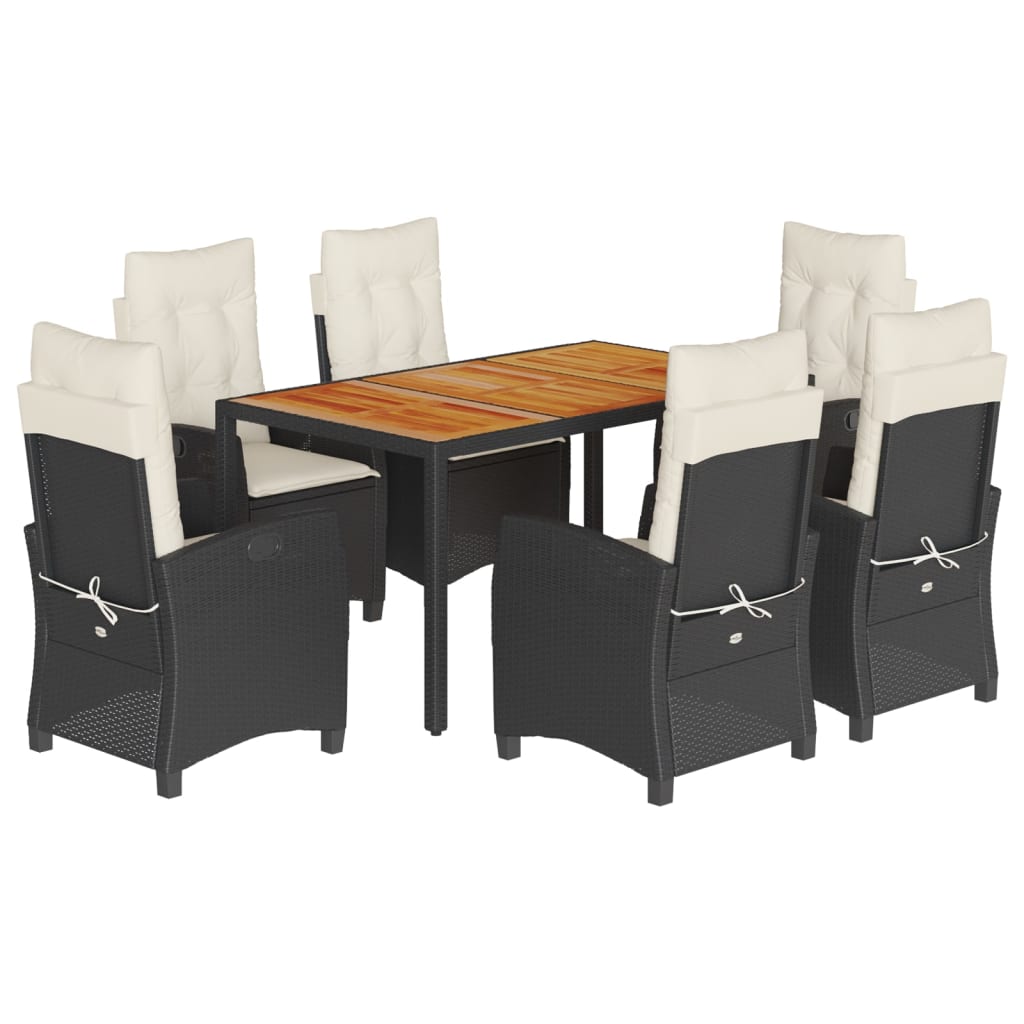 7-delige Tuinset met kussens poly rattan zwart is nu te koop bij PeponiXL, paradijselijk wonen!