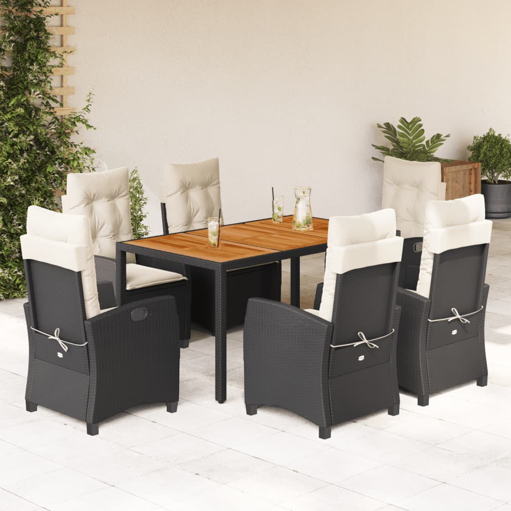 7-delige Tuinset met kussens poly rattan zwart is nu te koop bij PeponiXL, paradijselijk wonen!