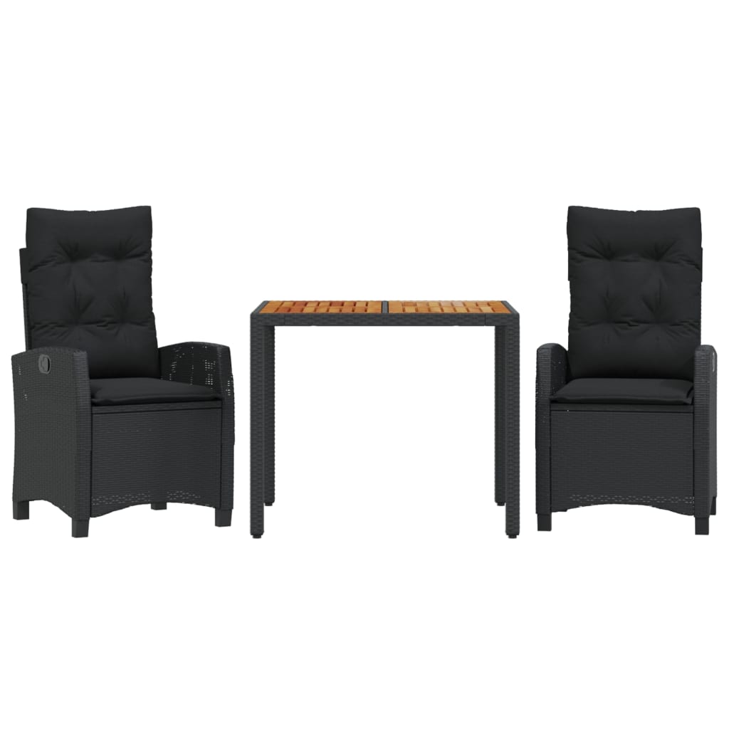 3-delige Tuinset met kussens poly rattan zwart is nu te koop bij PeponiXL, paradijselijk wonen!