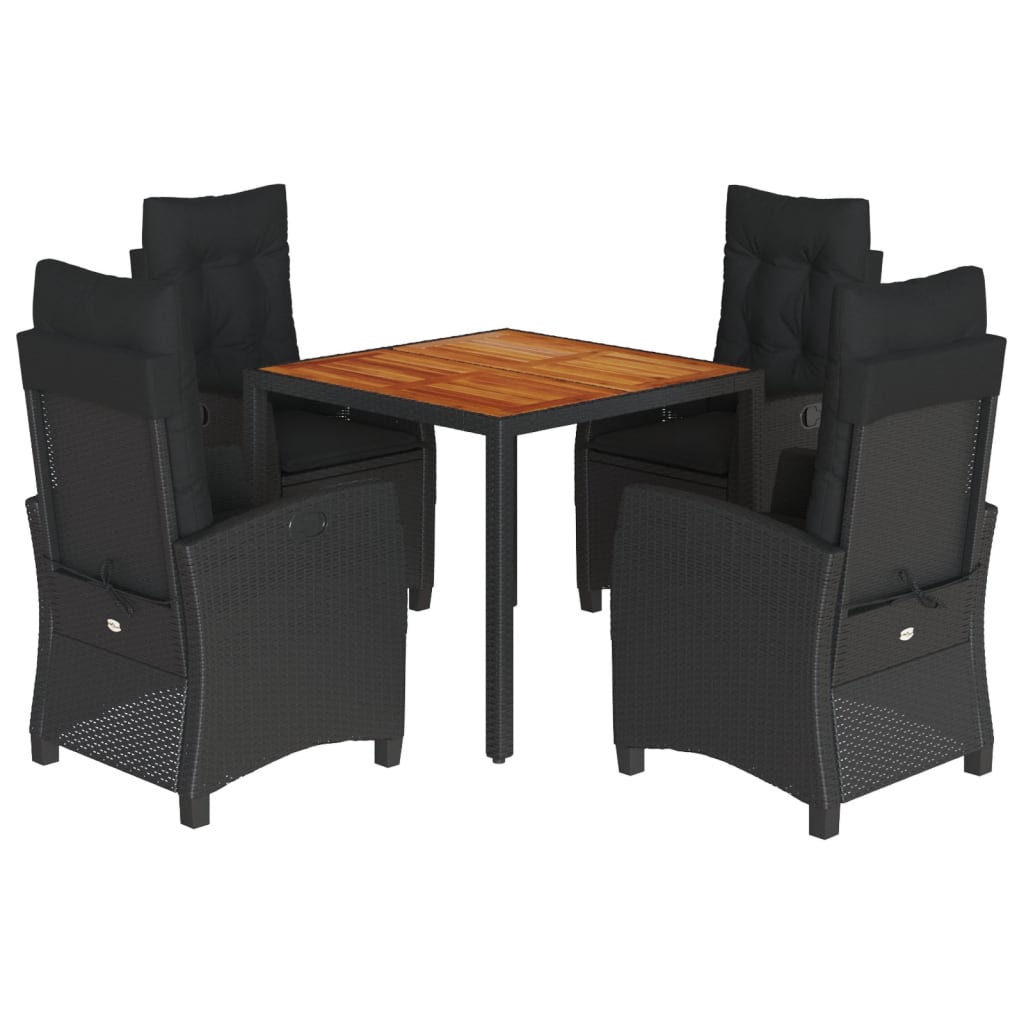 5-delige Tuinset met kussens poly rattan zwart is nu te koop bij PeponiXL, paradijselijk wonen!