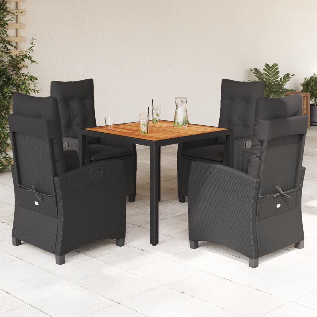 5-delige Tuinset met kussens poly rattan zwart is nu te koop bij PeponiXL, paradijselijk wonen!