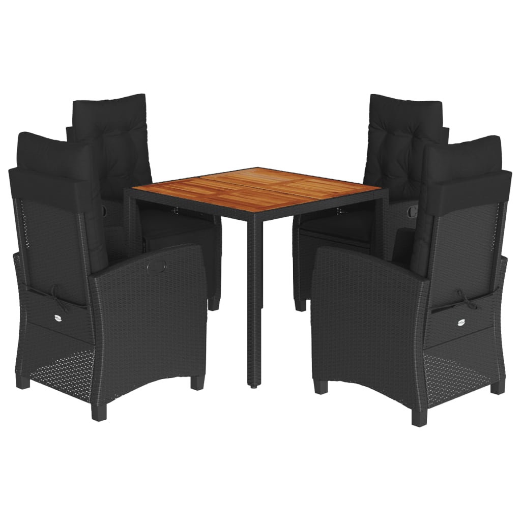 5-delige Tuinset met kussens poly rattan zwart is nu te koop bij PeponiXL, paradijselijk wonen!