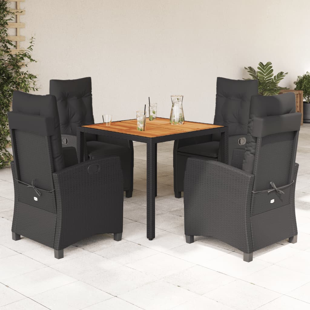 5-delige Tuinset met kussens poly rattan zwart is nu te koop bij PeponiXL, paradijselijk wonen!