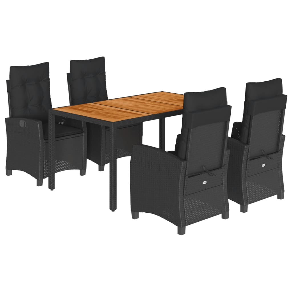 5-delige Tuinset met kussens poly rattan zwart is nu te koop bij PeponiXL, paradijselijk wonen!