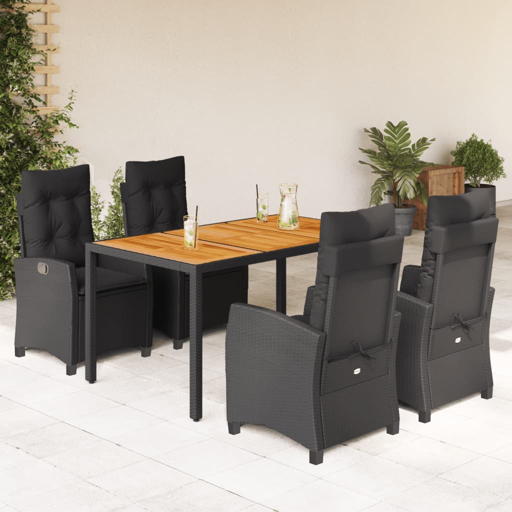 5-delige Tuinset met kussens poly rattan zwart is nu te koop bij PeponiXL, paradijselijk wonen!