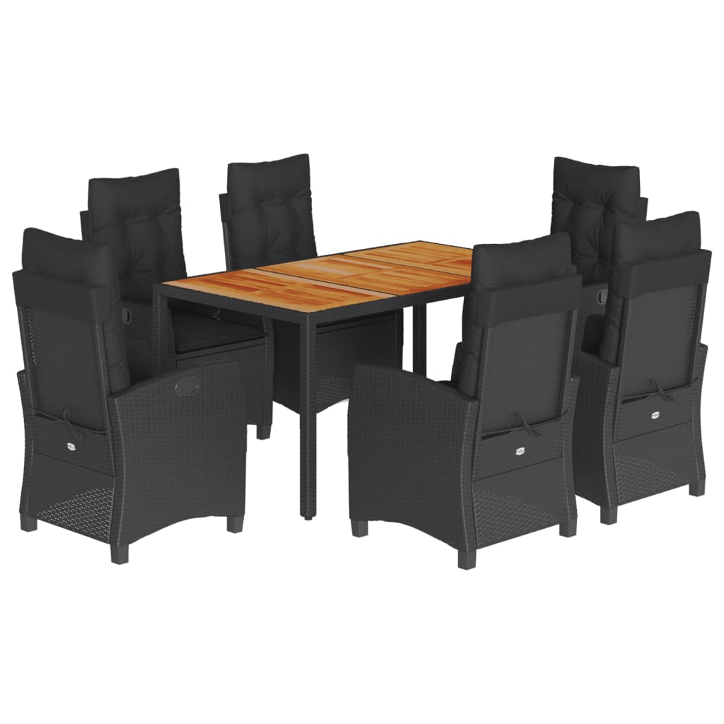 7-delige Tuinset met kussens poly rattan zwart is nu te koop bij PeponiXL, paradijselijk wonen!