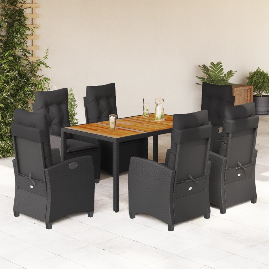 7-delige Tuinset met kussens poly rattan zwart is nu te koop bij PeponiXL, paradijselijk wonen!