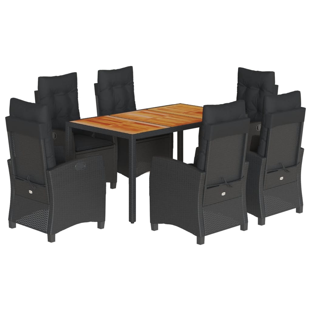 7-delige Tuinset met kussens poly rattan zwart is nu te koop bij PeponiXL, paradijselijk wonen!