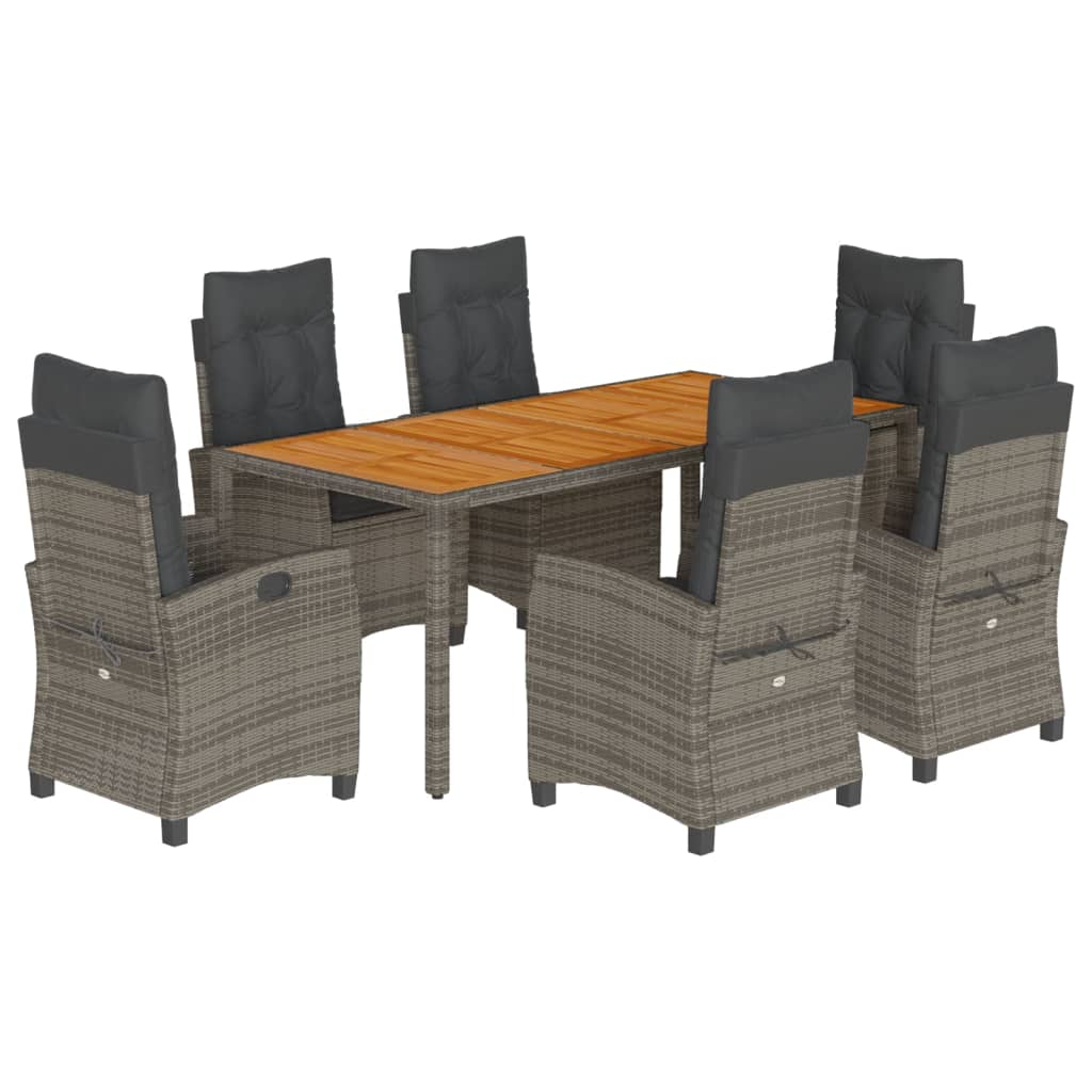 7-delige Tuinset met kussens poly rattan grijs is nu te koop bij PeponiXL, paradijselijk wonen!