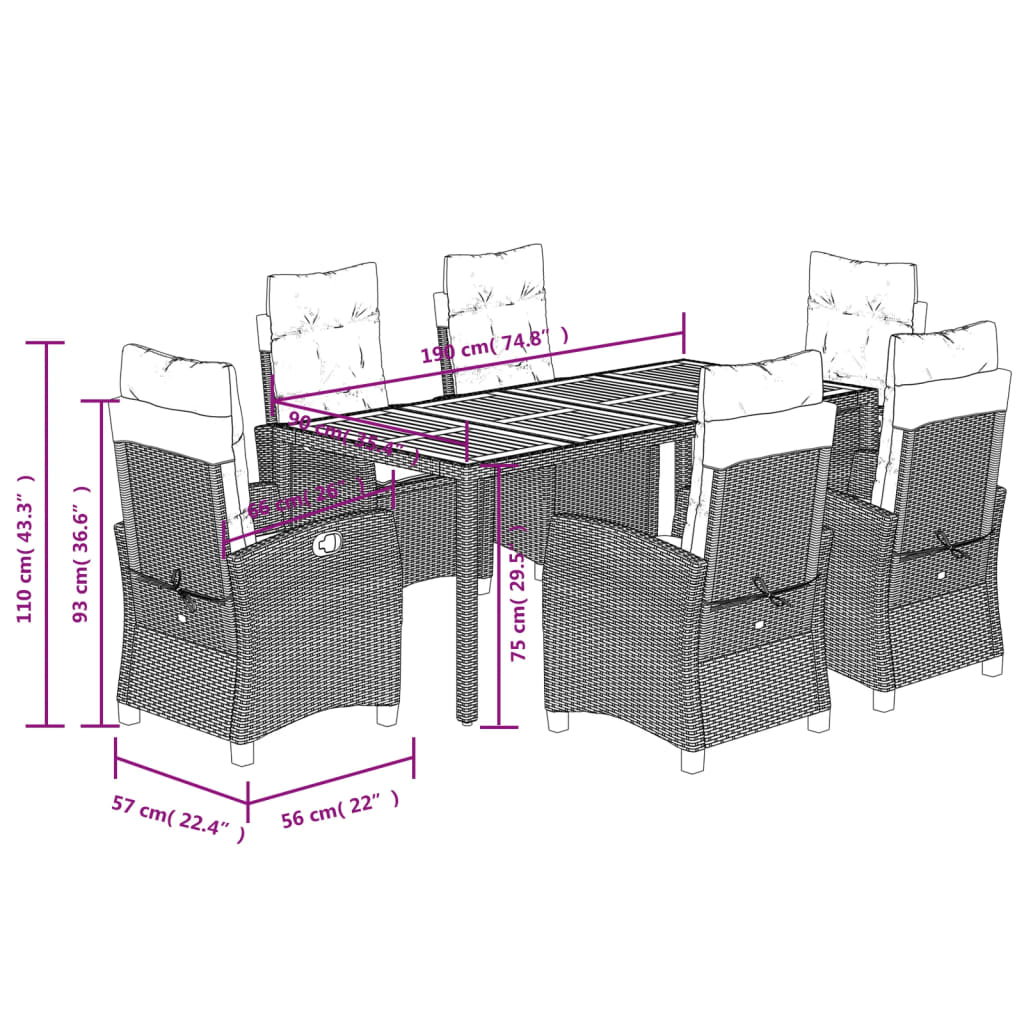 7-delige Tuinset met kussens poly rattan grijs is nu te koop bij PeponiXL, paradijselijk wonen!