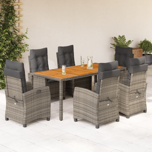 7-delige Tuinset met kussens poly rattan grijs is nu te koop bij PeponiXL, paradijselijk wonen!