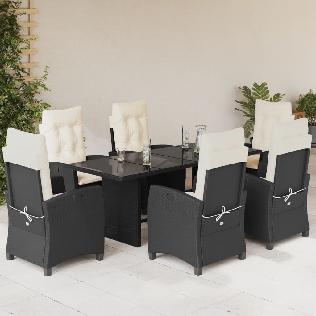 7-delige Tuinset met kussens poly rattan zwart is nu te koop bij PeponiXL, paradijselijk wonen!