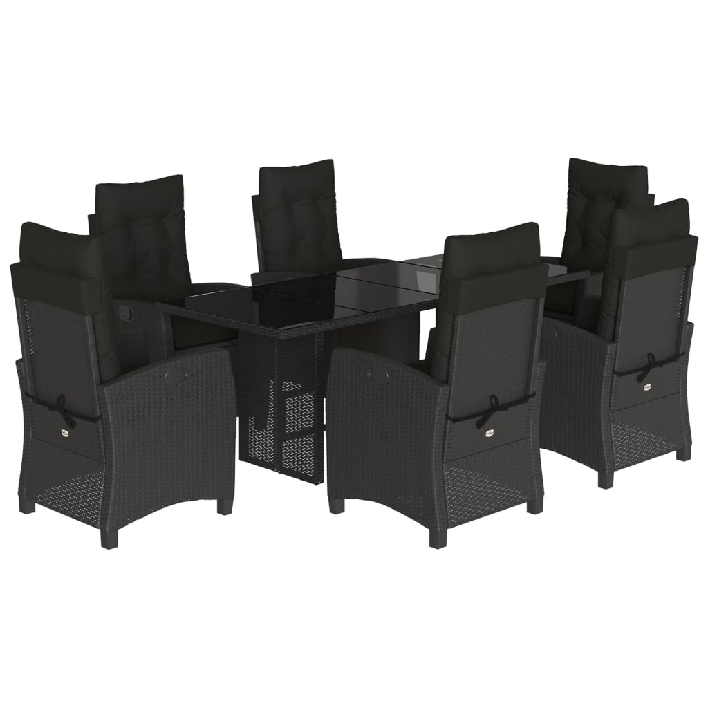 7-delige Tuinset met kussens poly rattan zwart is nu te koop bij PeponiXL, paradijselijk wonen!