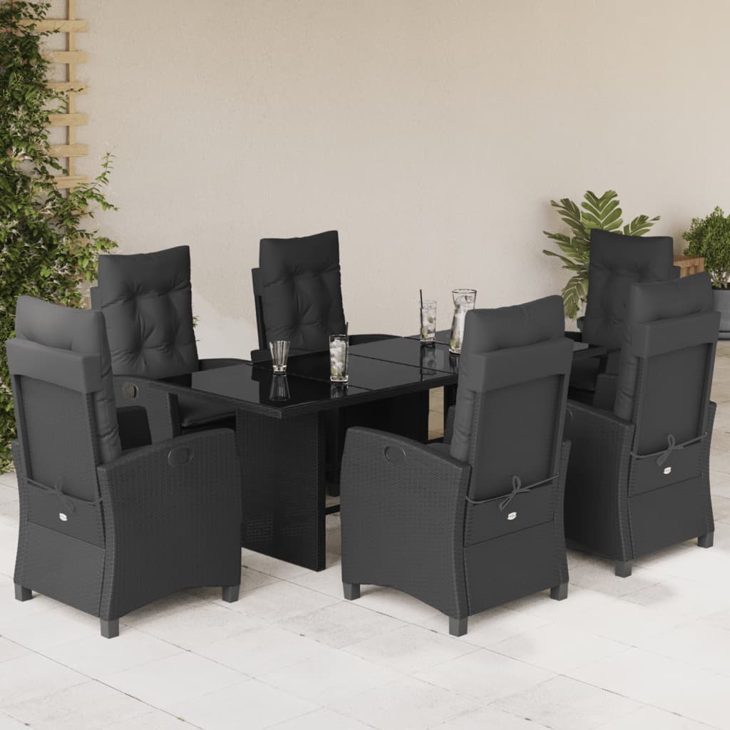 7-delige Tuinset met kussens poly rattan zwart is nu te koop bij PeponiXL, paradijselijk wonen!