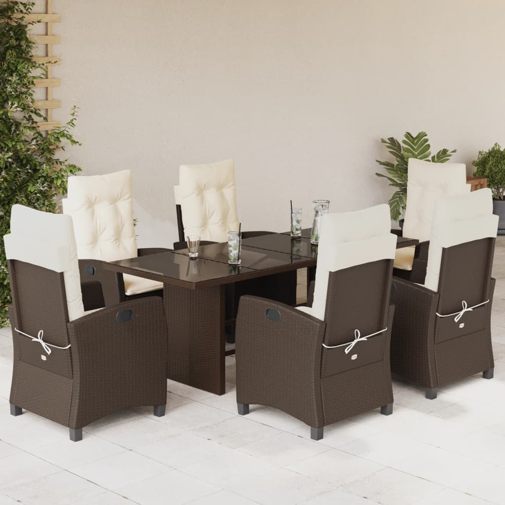 7-delige Tuinset met kussens poly rattan bruin is nu te koop bij PeponiXL, paradijselijk wonen!