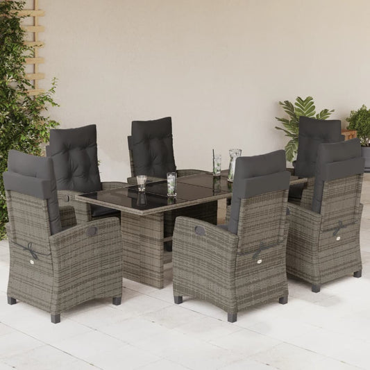 7-delige Tuinset met kussens poly rattan grijs is nu te koop bij PeponiXL, paradijselijk wonen!